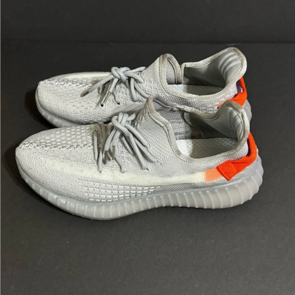 Unbranded Knit Fabric Men’s Sneakers / Light Gray w/ Orange Accent